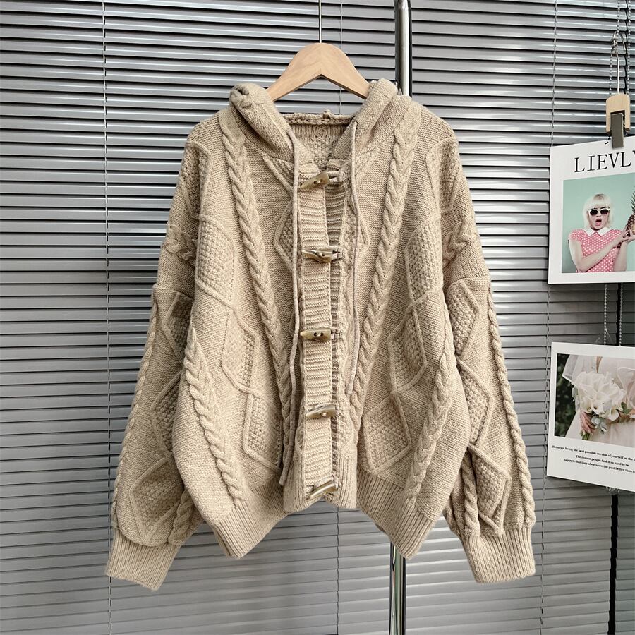 【outer】フード付きニットカーデ　M28801