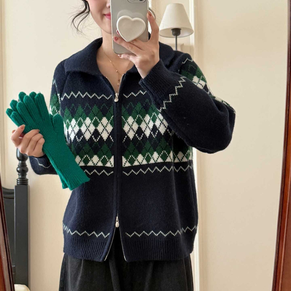 【outer】POLOネックニットカーデ　M29051