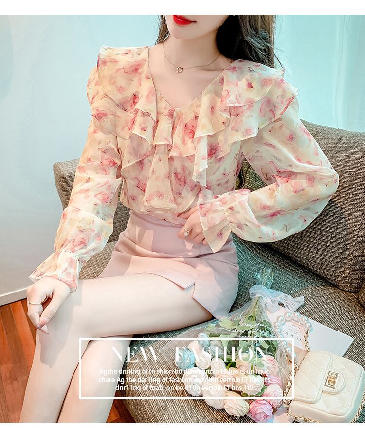 【tops】花柄シャツトップス　M18479