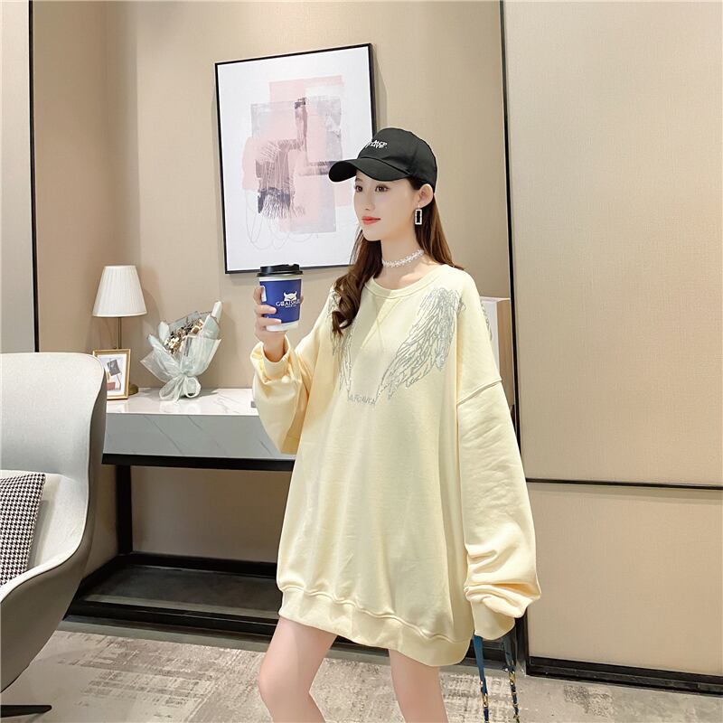 【tops】女性力を高める〜ラウンドネック長袖ファッションゆったり着回しパーカーW0262