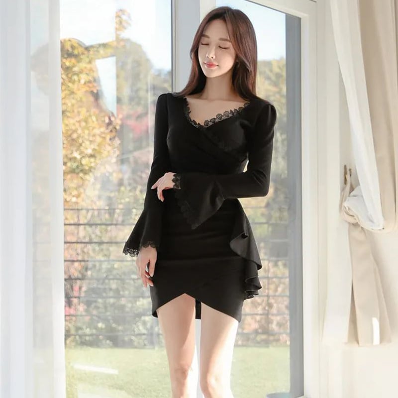 【dress】レース切り替えワンピース　M29491