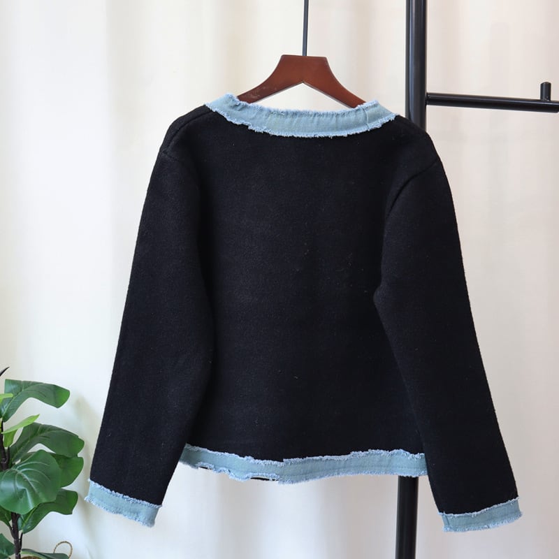 【outer】デニム切り替えニットカーデ　M26160