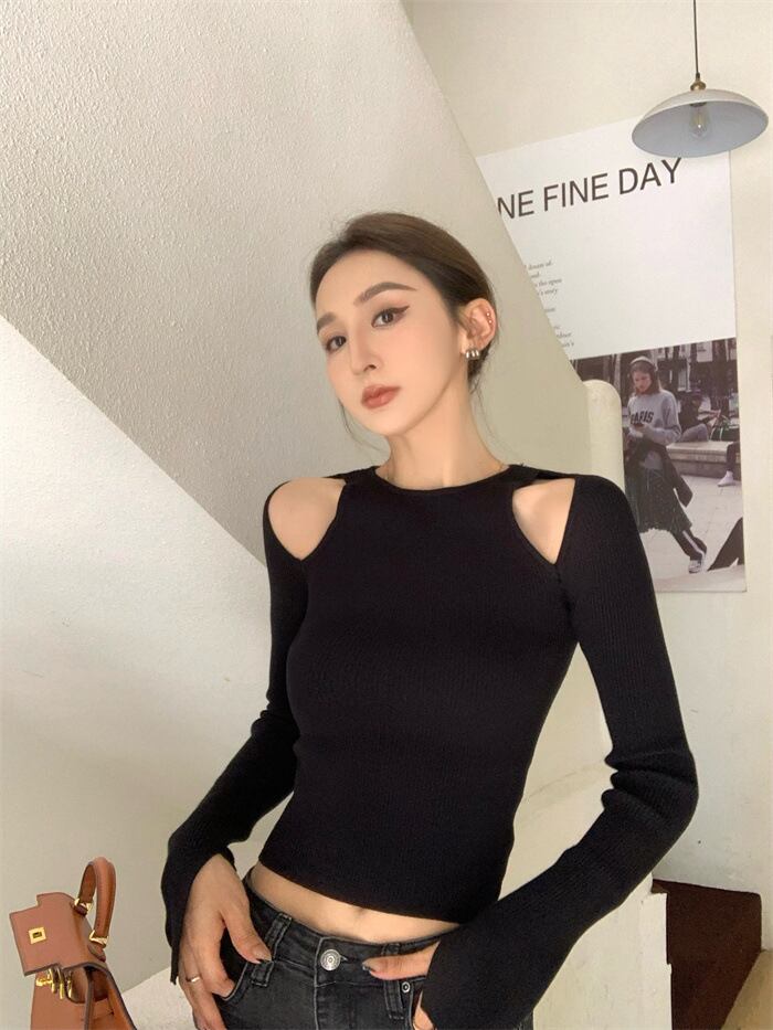 【tops】オフショルダーニットトップス　M27943