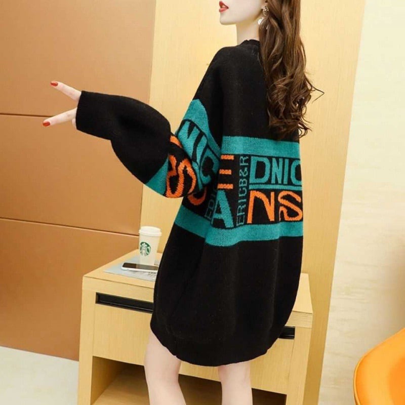 【tops】気質満点レトロ厚手秋冬新作ルーズゆったりニットセーター G4095