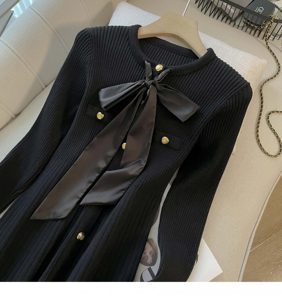 【dress】リボン付きニットワンピース　M18792
