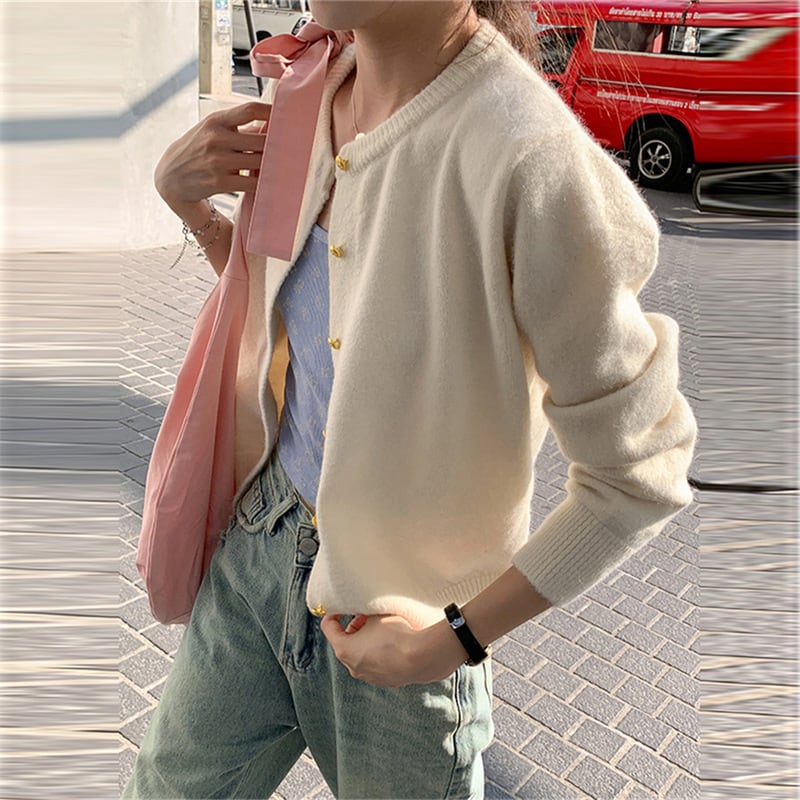【outer】クルーネックニットカーデ　M25961