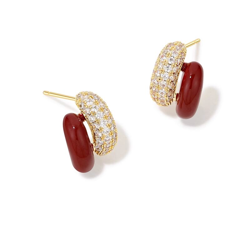 【小物】ワインレッドイヤリングピアス Q7538