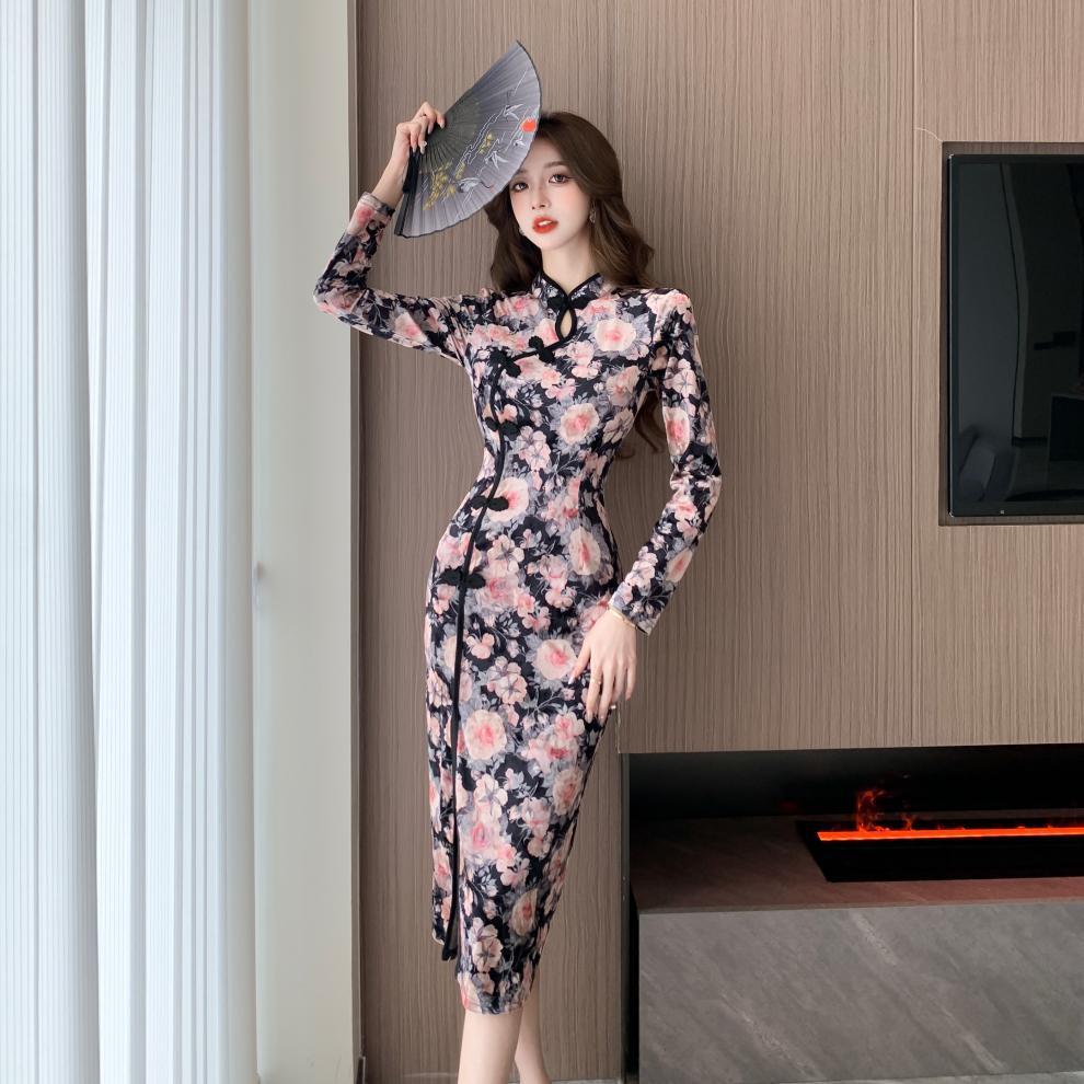 【dress】プリントスリットデートワンピース　M28303