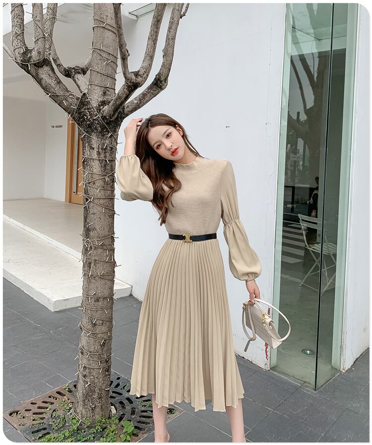 【dress】高級感 秋気質満点長袖高品質フランス風デザインワンピース G2235