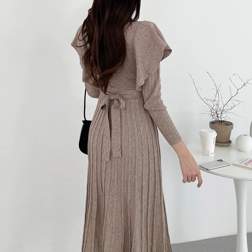 【dress】フリルニットワンピース　M26191