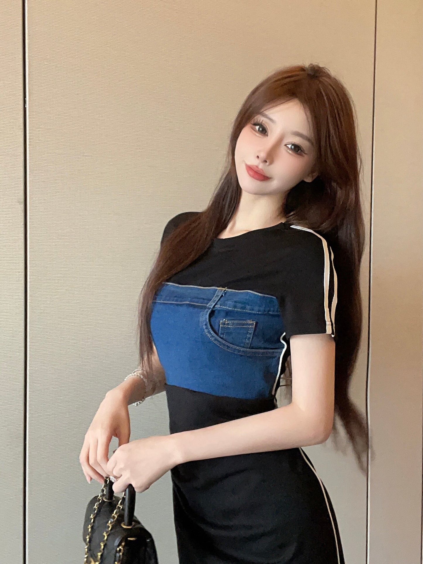 【dress】切り替えデニムワンピース G21387