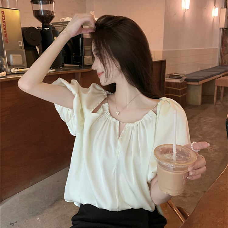 【tops】パフスリーブトップス　M25141