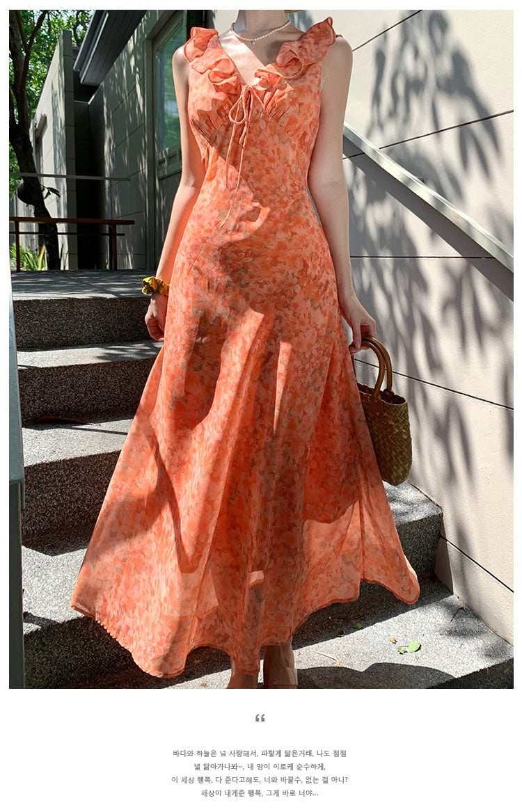 【dress】フリル花柄ワンピース　M24716