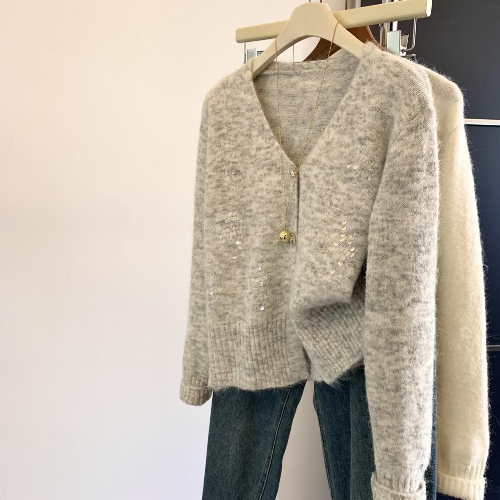 【outer】スパンコールニットカーデ　M29266