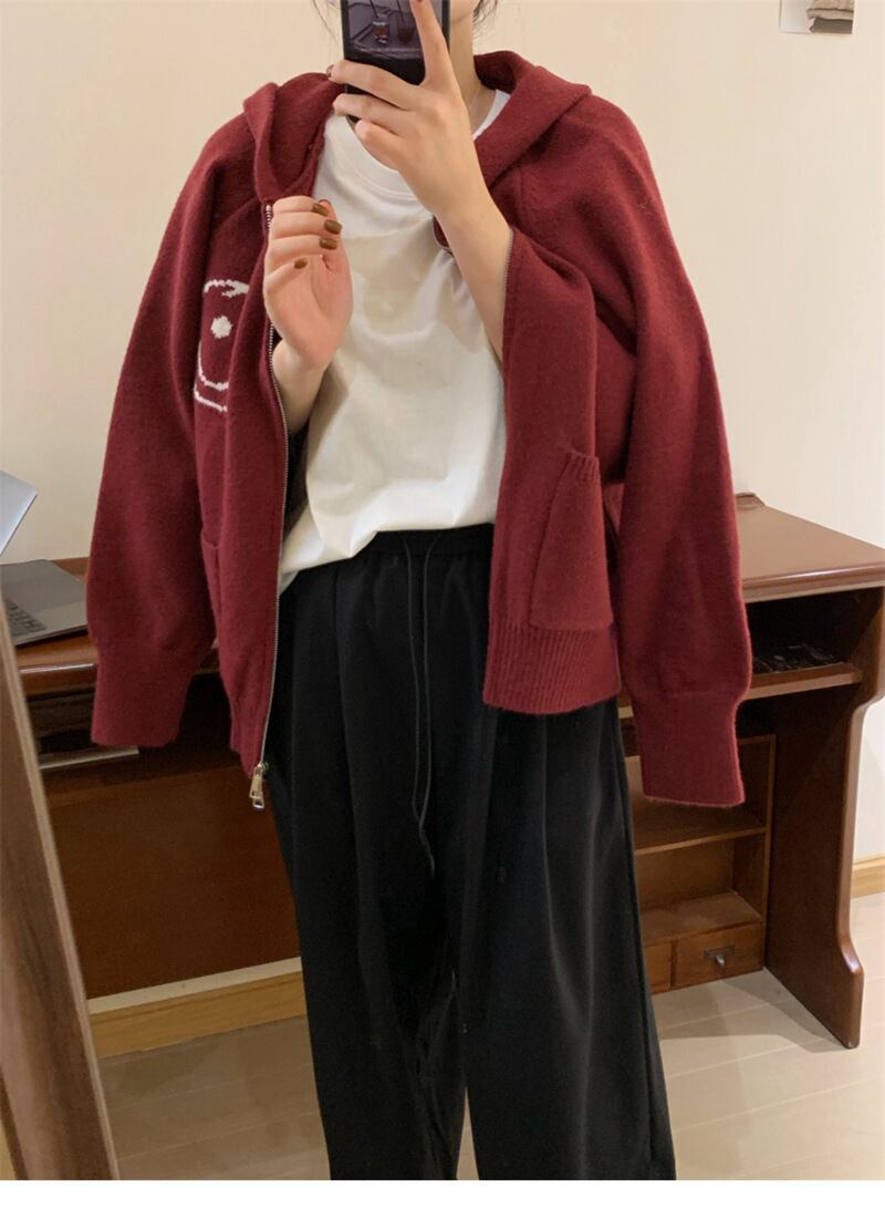 【outer】フード付きニットアウター　M18960