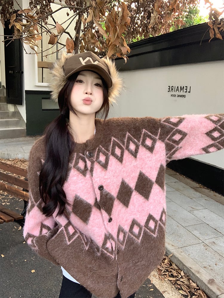 【outer】ダイヤモンドニットカーデ　M27738