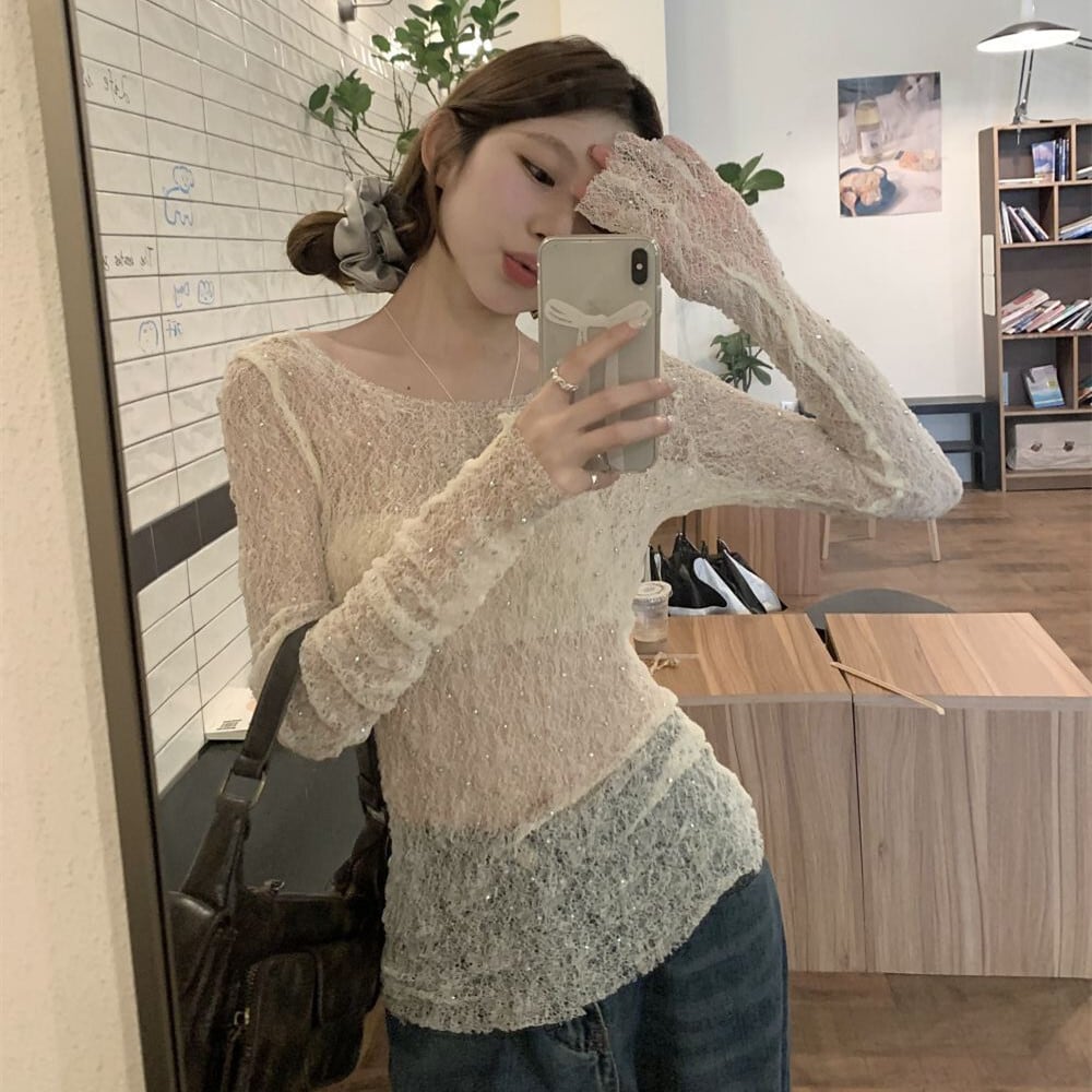 【tops】レースカットワークトップス　M25036