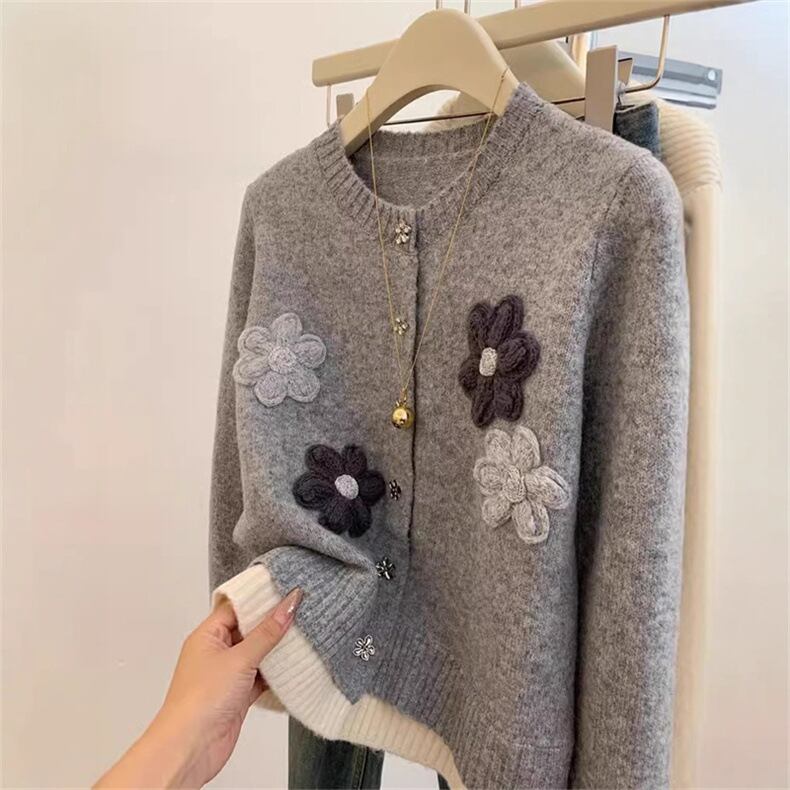 【outer】配色ニットカーデ　M29018