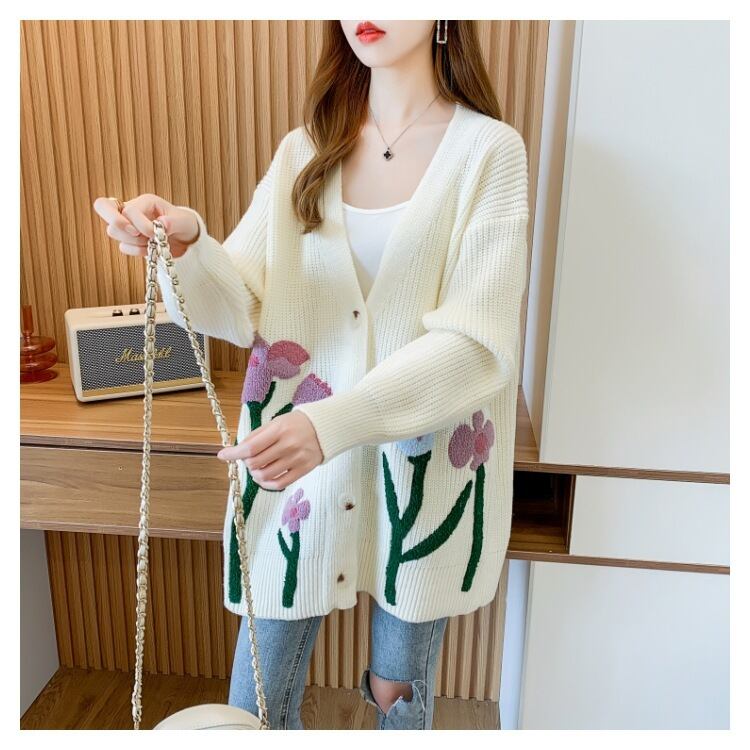 【outer】Vネックニットカーデ　M18404