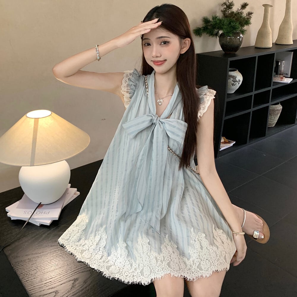 【dress】レースリボン付きワンピース　M25059