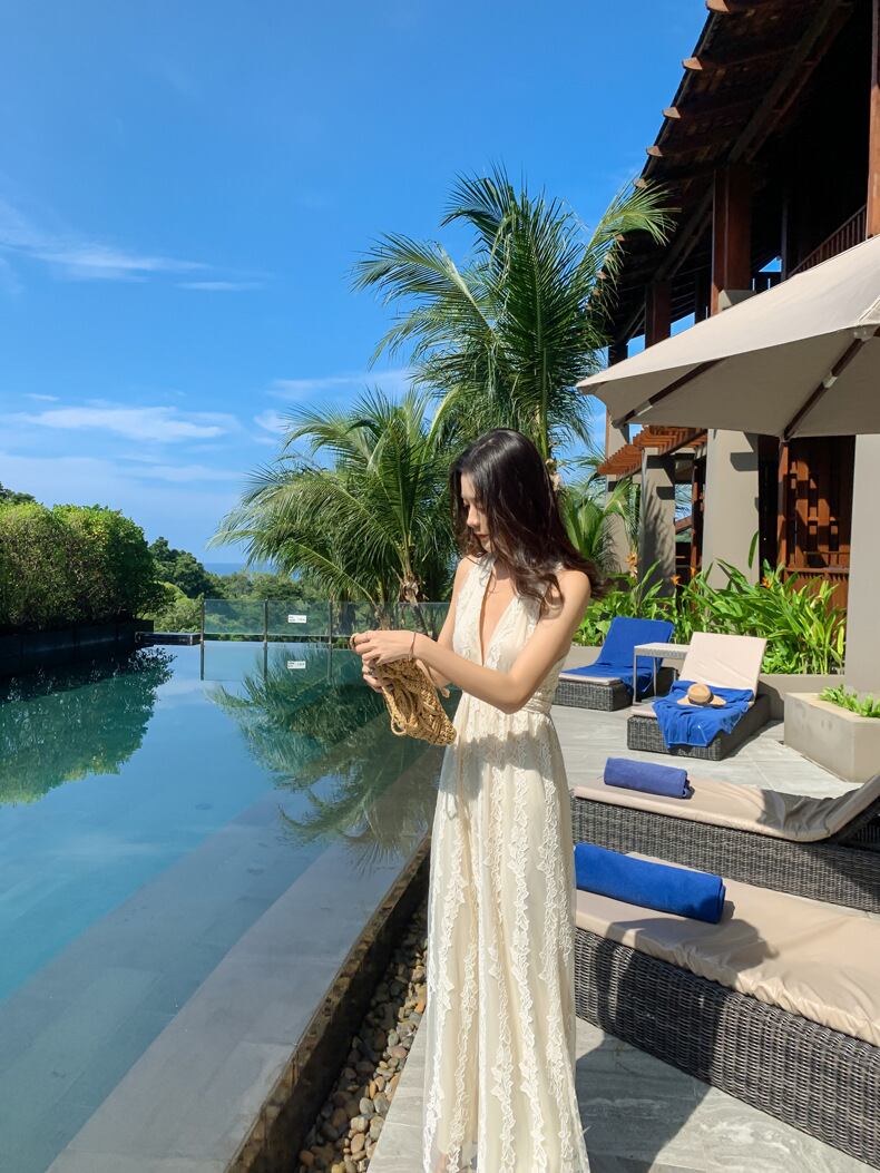 【set】Vネックレースバックで綺麗オールインワンG21327