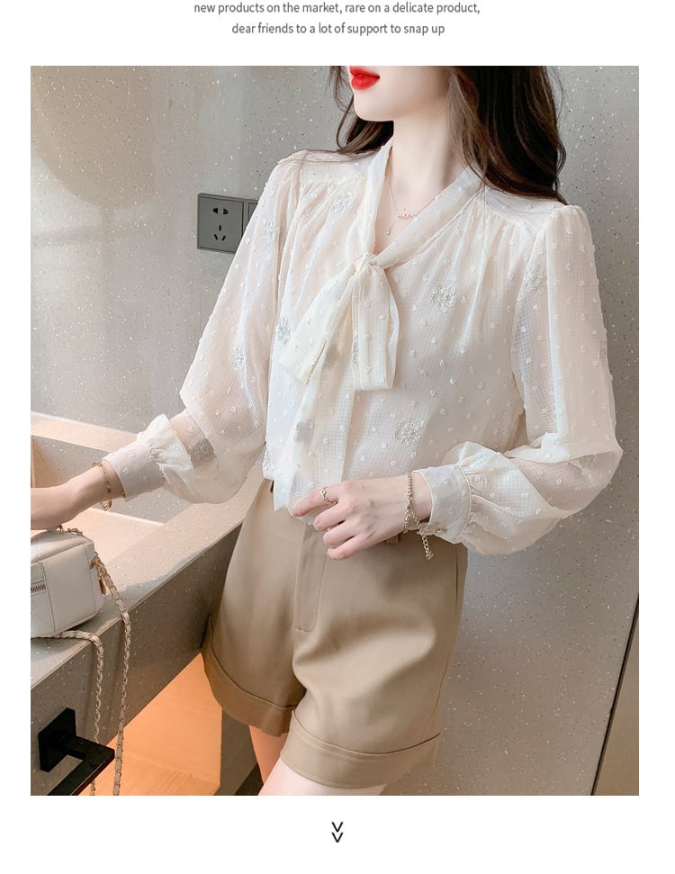 【tops】リボン付きシャツトップス　M28633