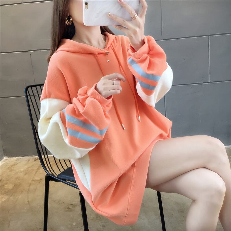 【tops】必ず目を引くフード付き長袖配色秋新作3色カジュアルゆったり着回しパーカーF0721