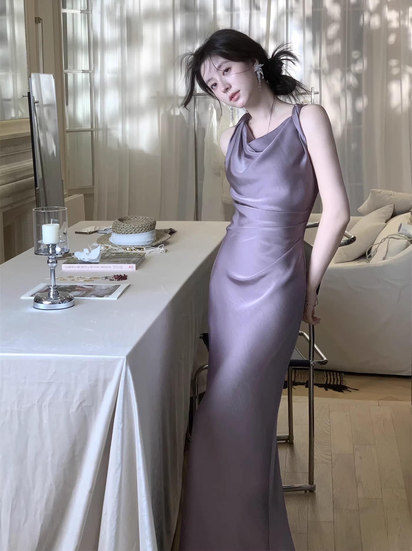 【dress】ノースリーブロングワンピース Q7983