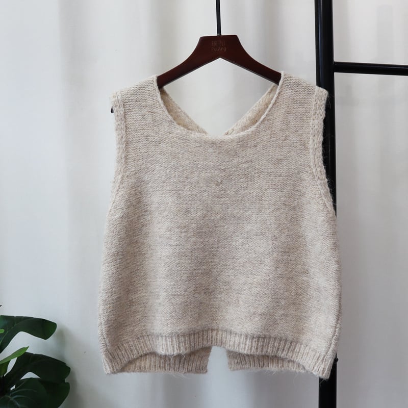 【tops】リボン付きニットベスト　M26163