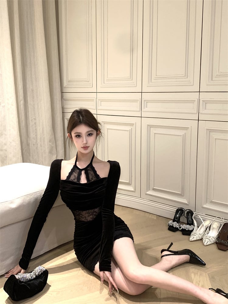 【dress】レースドッキングワンピース　M28511
