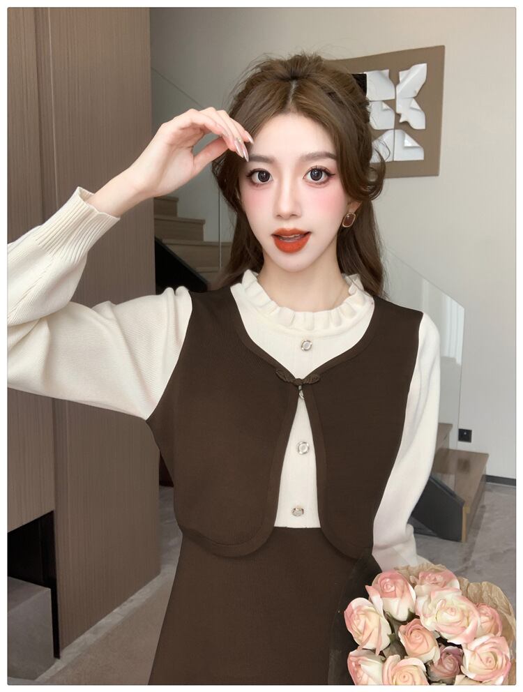 【dress】ドッキングニットワンピース　M18711
