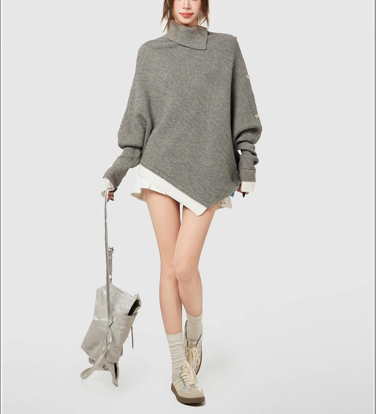 【tops】ハイネックドルマンスリーブニットトップス　N2896