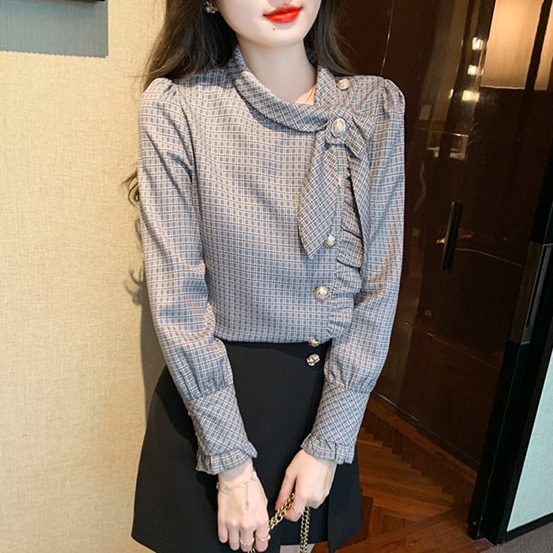 【tops】チェック柄シャツトップス　M25345