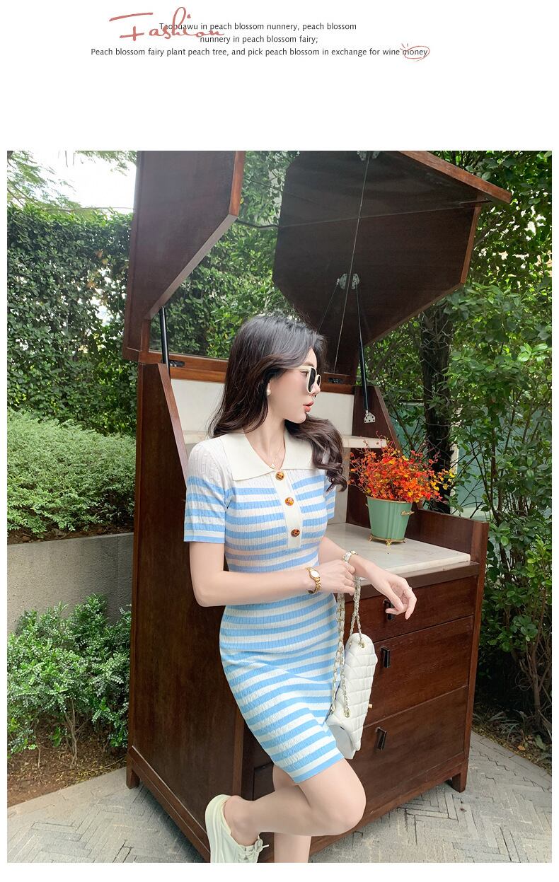 【dress】ボーダー柄薄手ニットワンピース　M29748