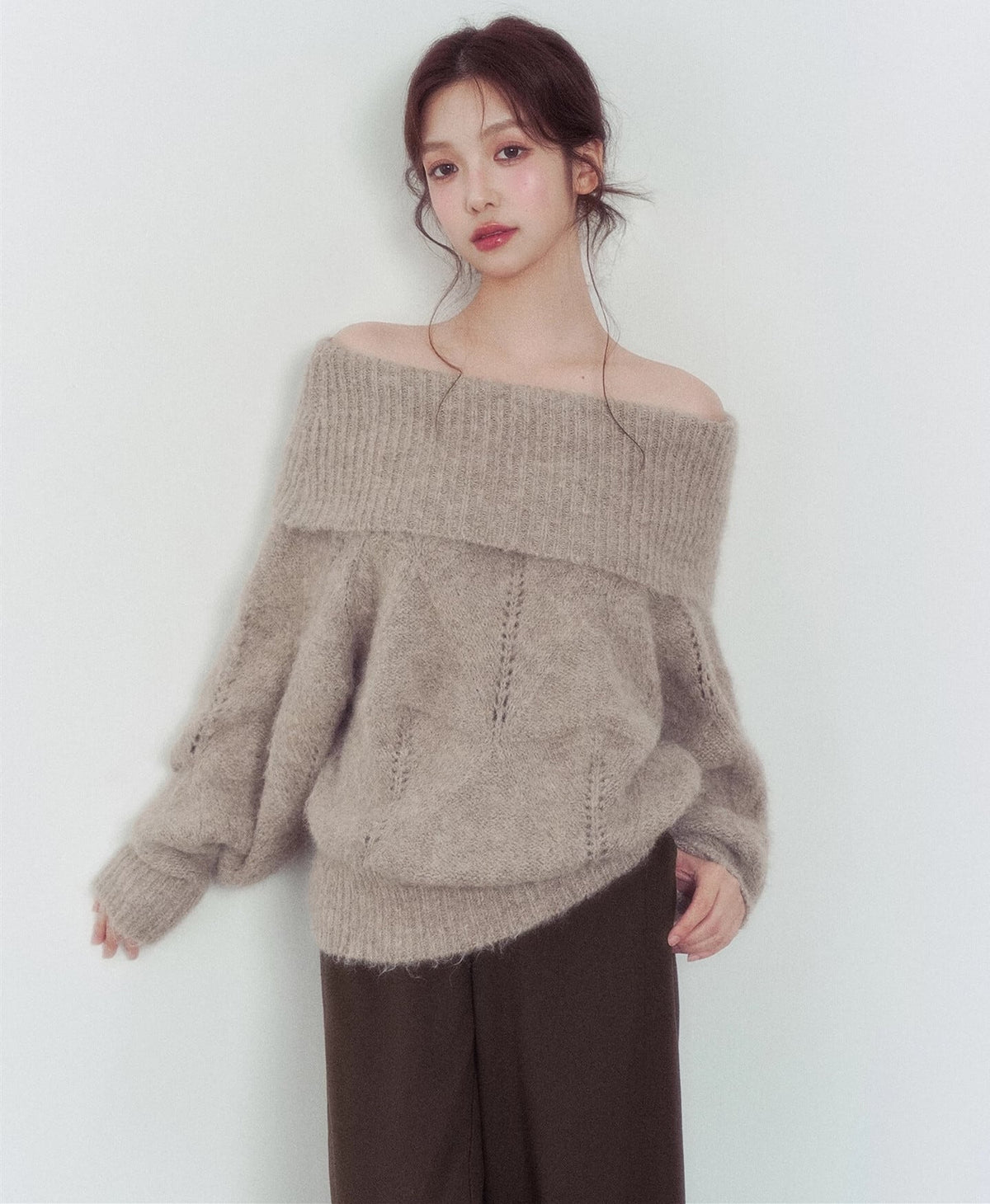 【tops】オフショルニットトップス　N3346