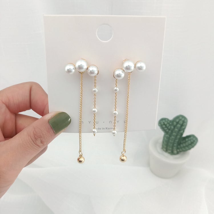 【小物】高級感 気質ファッションシンプルパールフリンジピアス