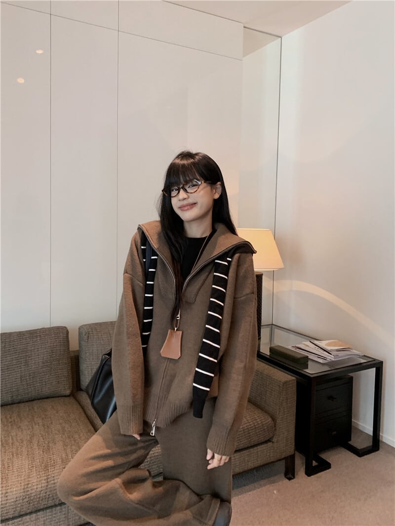 【set】ニットカーデ×ワイドパンツセット　M27220