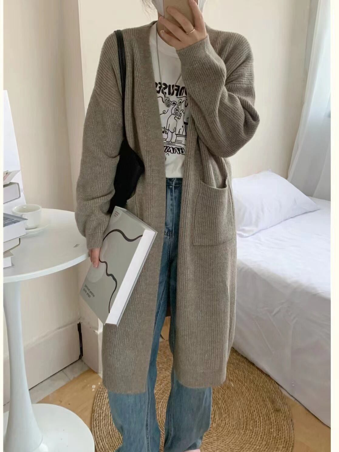 【outer】ロング丈ニットカーデ　M19145
