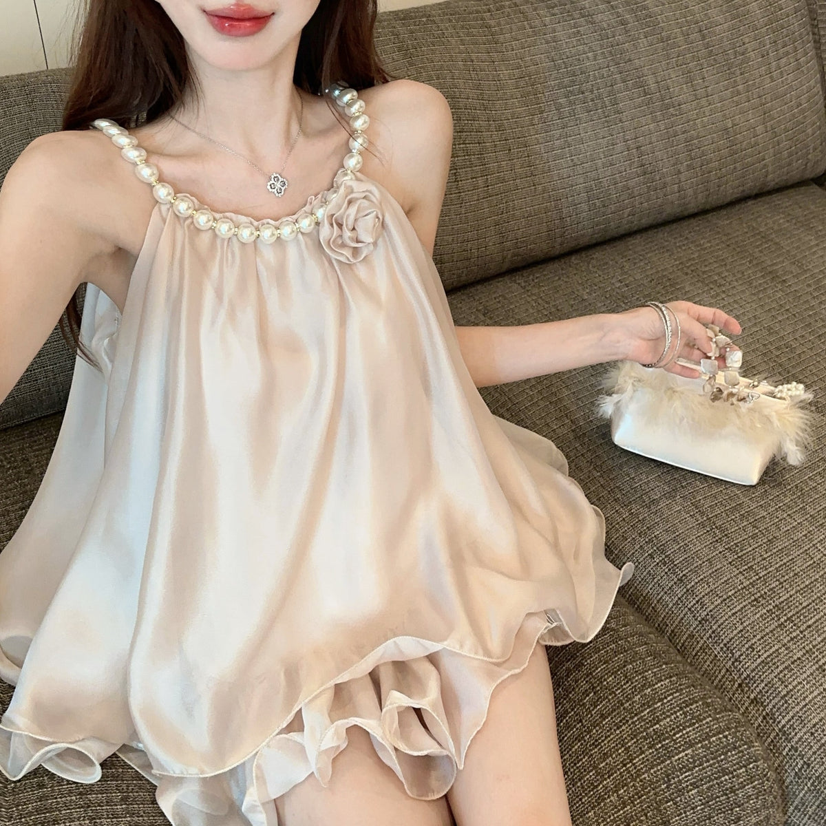 【tops】パールホルターネックトップス　M24630