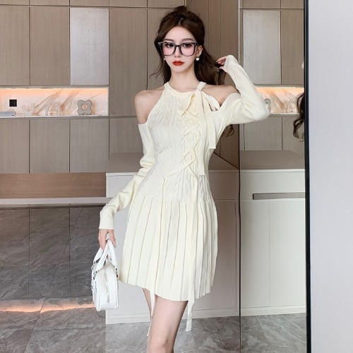 【dress】オフショルダーニットワンピース　M27465