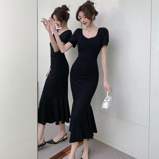 【dress】スクエアネックマーメイドワンピース G20463