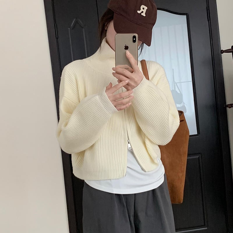 【outer】ファスナーニットカーデ　M28916