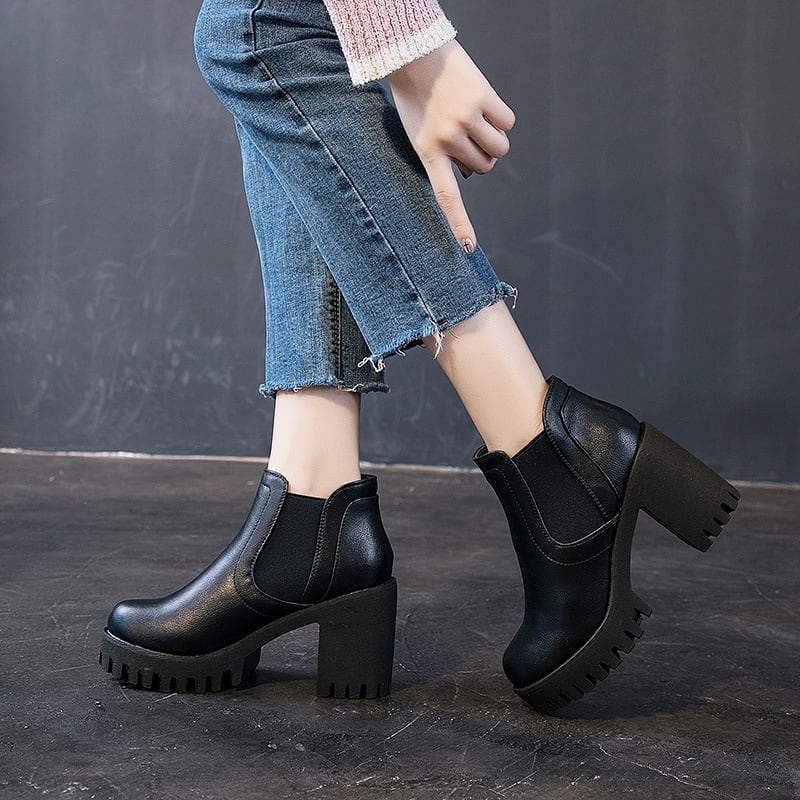 【shoes】チャンキーヒールブーツF0953