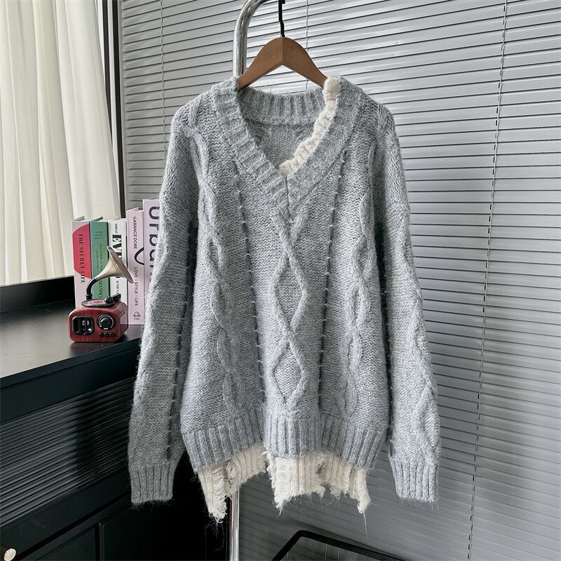 【tops】切り替えニットセーター　M28087