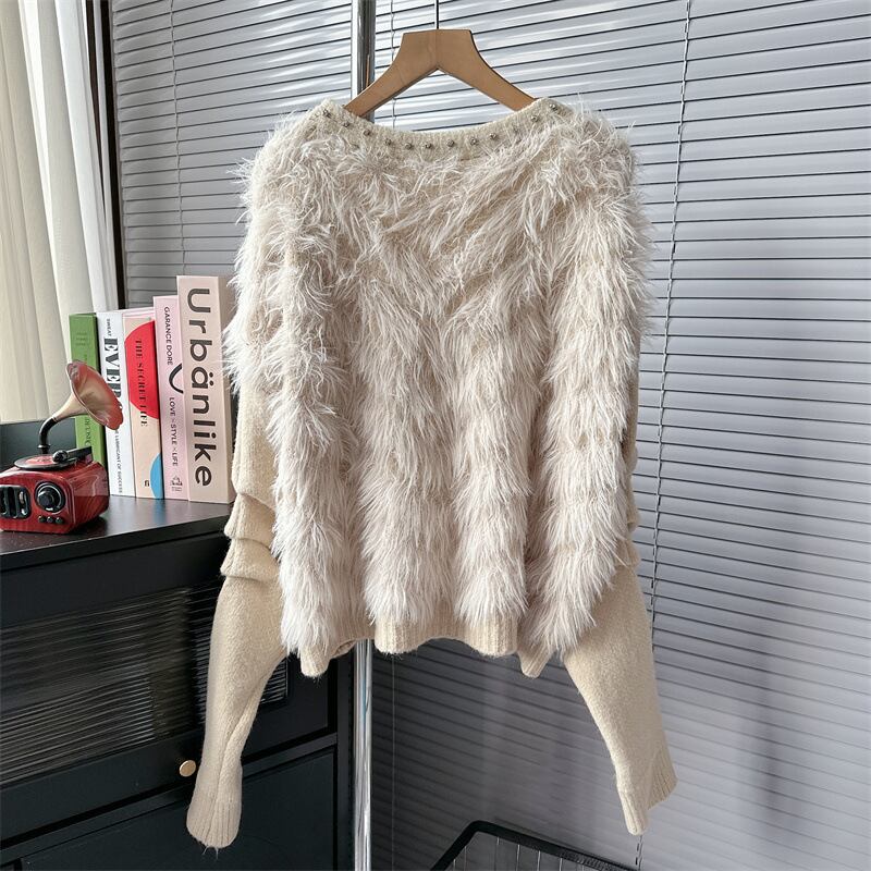 【outer】シャギーVネックニットカーデ　M18276