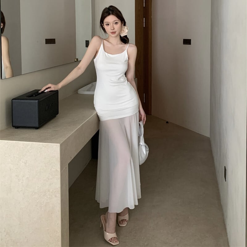 【dress】チュールコンビキャミワンピース　M29737