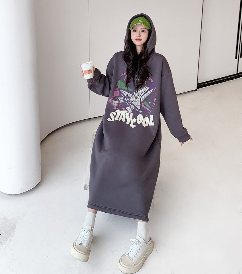 【dress】裹起毛パーカーワンピース　M18579