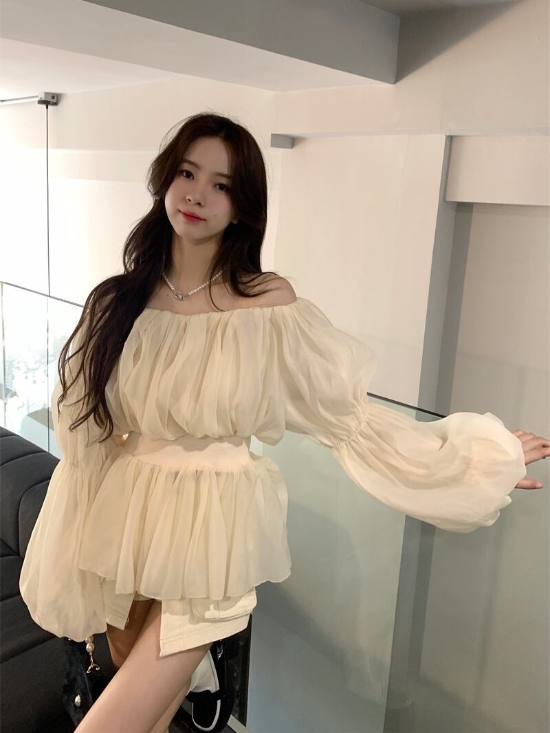 【tops】オフショルダーパフスリーブ ブラウスG20416