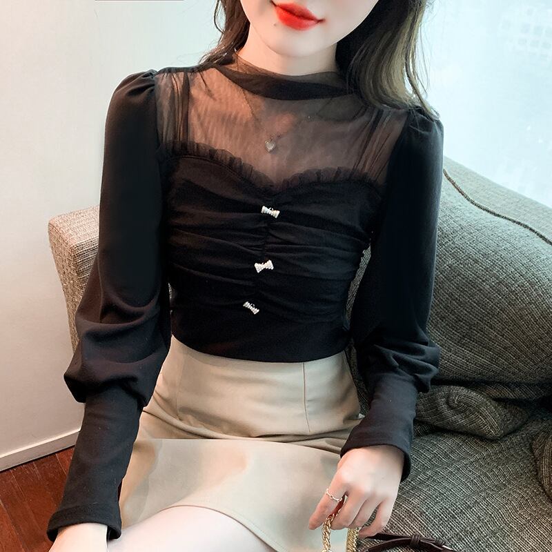 【tops】チュールコンビブラウス　M29369