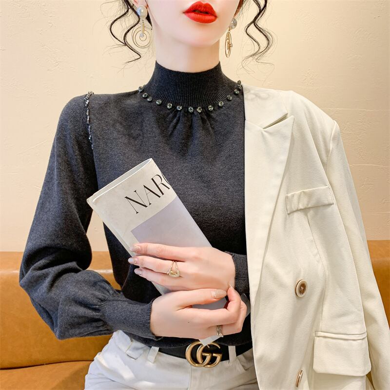 【tops】ビジューニットトップス　M27840